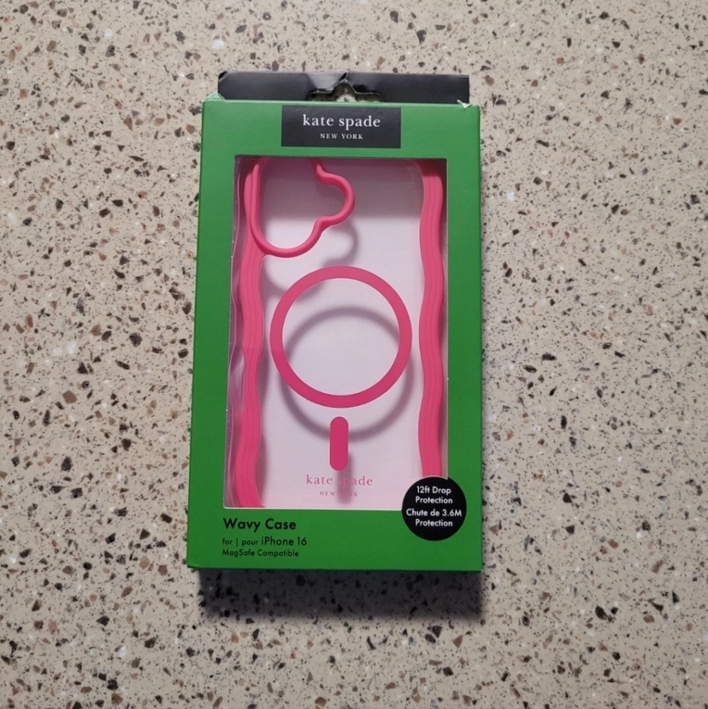 Kate Spade New York iPhone 16 Magsafe Pink & Clear Wavy Protective Phone Case